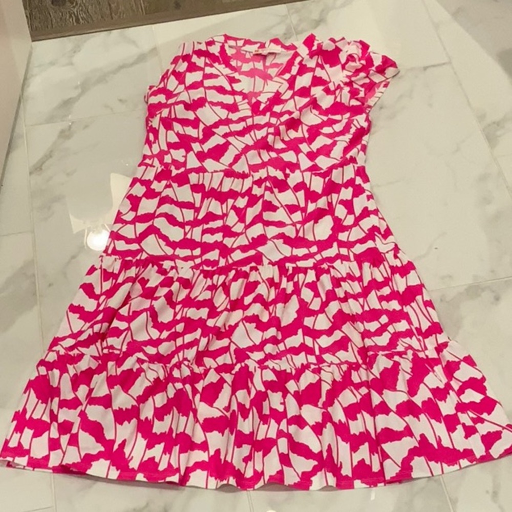 Jude Connally Pink and White Sundress